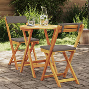 Set Bistro Pieghevole da 3 Pezzi con Cuscini in Legno Massello Acacia