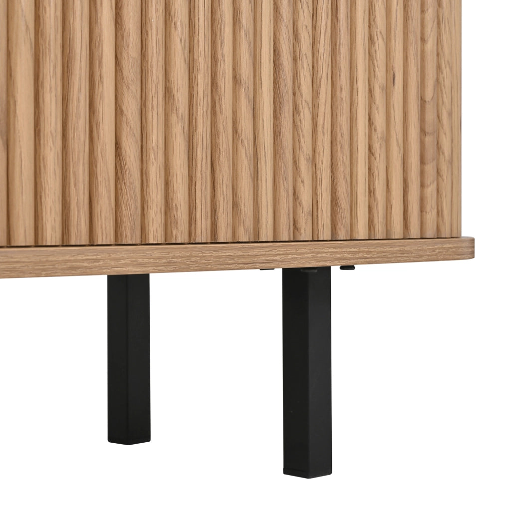 Mobile TV 190x35x45 cm con ante scorrevoli e griglia in MDF e pannello truciolare naturale