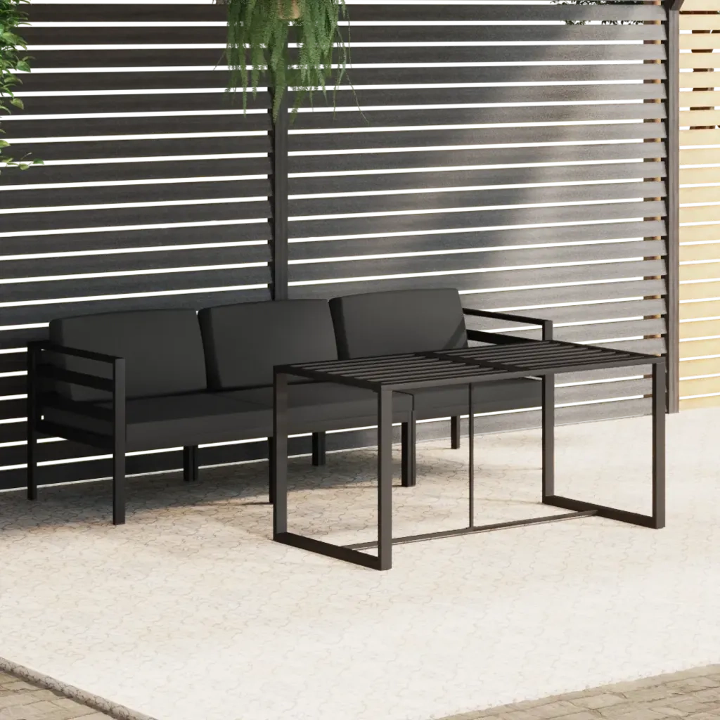Set Divani da Giardino 4 pz con Cuscini in Alluminio Antracite cod mxl 44525