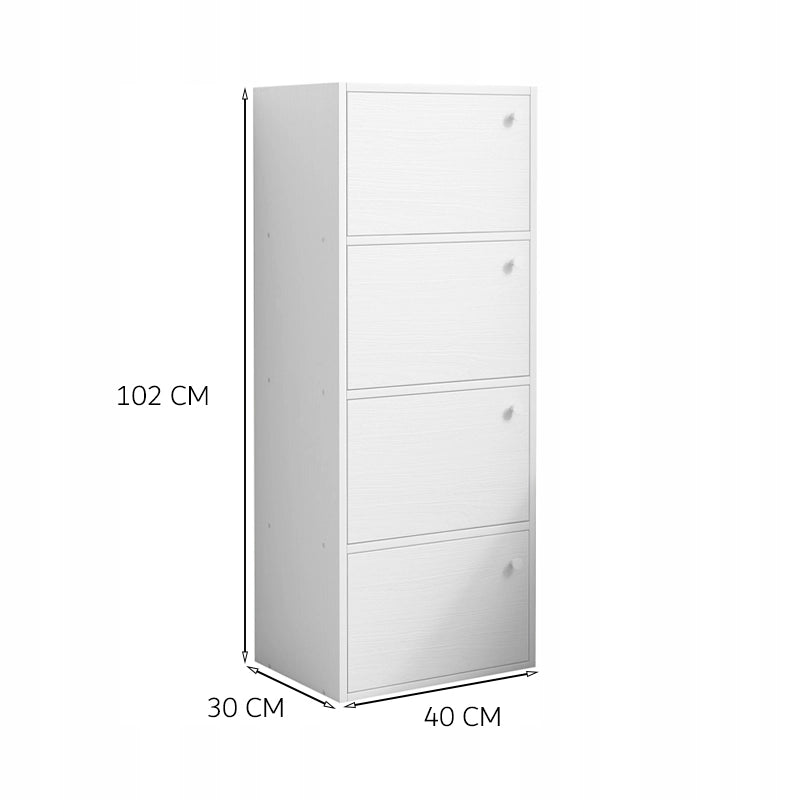 Cassettiera moderna e spaziosa, grande mobile bianco, stile loft scandinavo, 4 ripiani