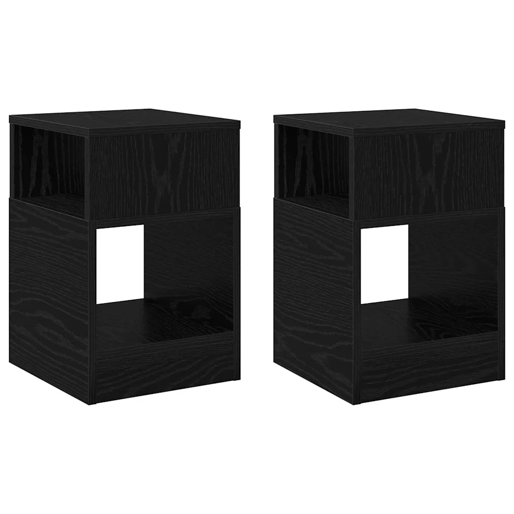 Tavolino 2 pcs Rovere Nero 30,5 x 30 x 45 cm Legno multistrato
