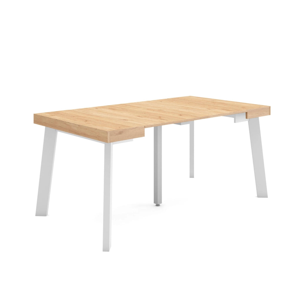 Consolle allungabile, 160x90x73cm, Per 8 persone, Gambe in legno, colore Rovere RF3126