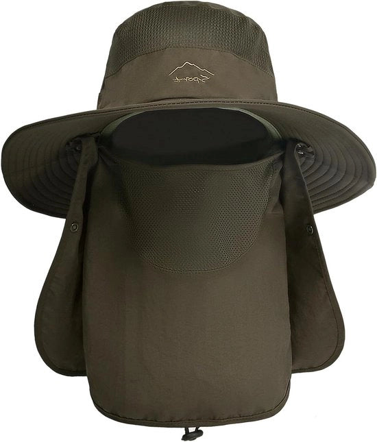 Cappello solare con bordo ampio e visiera rimovibile UPF 50+ - per esterni cappelli da pesca campeggio escursioni viaggiabile pieghevole - cinturino di gola regolabile