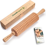Massaggio a rullo in legno di betulla 100% - rullo massaggiatore in legno con maniglia per terapia della madera e drenaggio linfatico
