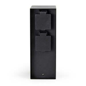 Presa multipla da giardino nera in acciaio con protezione IP44 Colonna a 4 prese per esterno