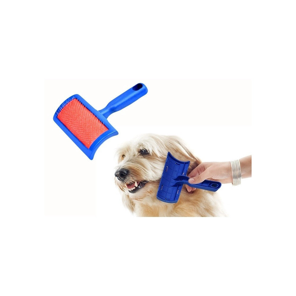 Trade Shop - Spazzola Per Cani E Gatti 8x14 Cm Con Cardatore Pettini Per Pelo Protezione Aghi -