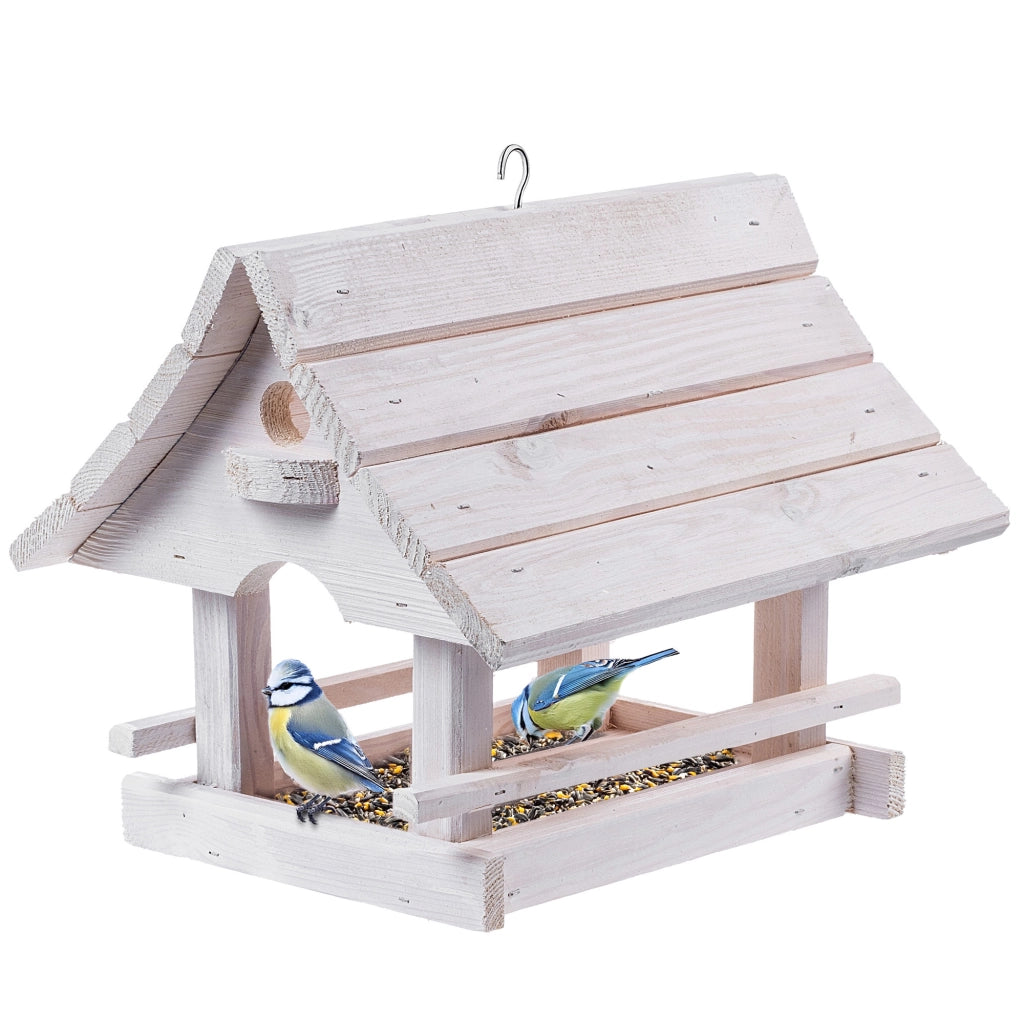 KADAX Grande mangiatoia per uccelli in legno da appendere, decorazione da giardino.