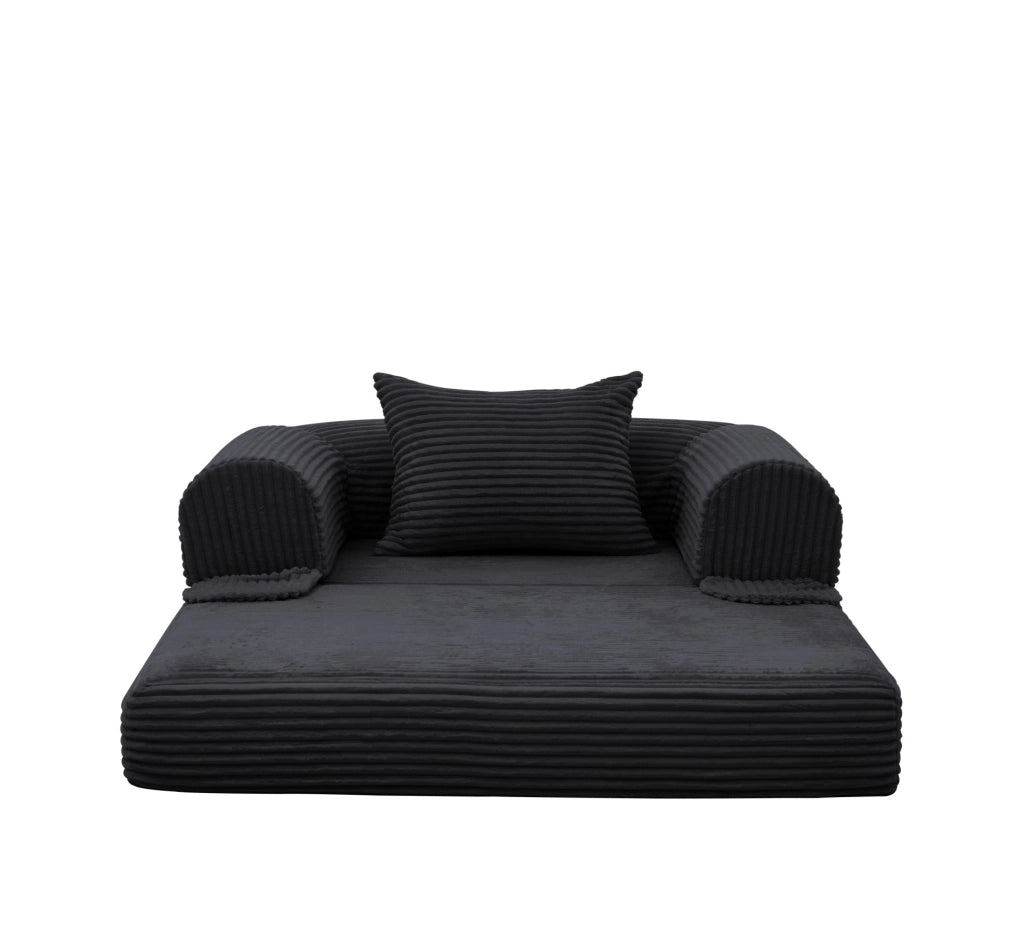 Poltrona letto singola 2 in 1 in velluto a coste nero
