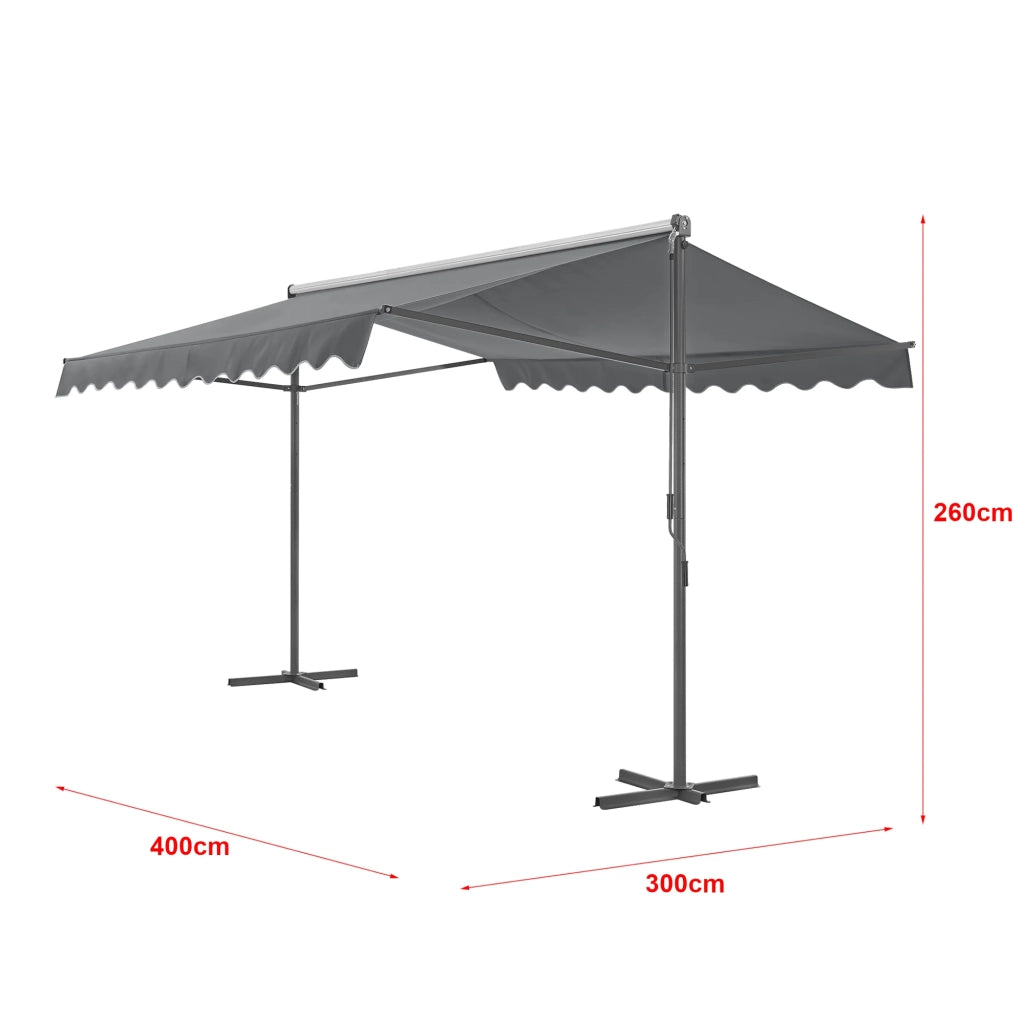 Tenda da sole autoportante a doppia pendenza 400 x 300 x 260 cm grigio scuro 03_0008294