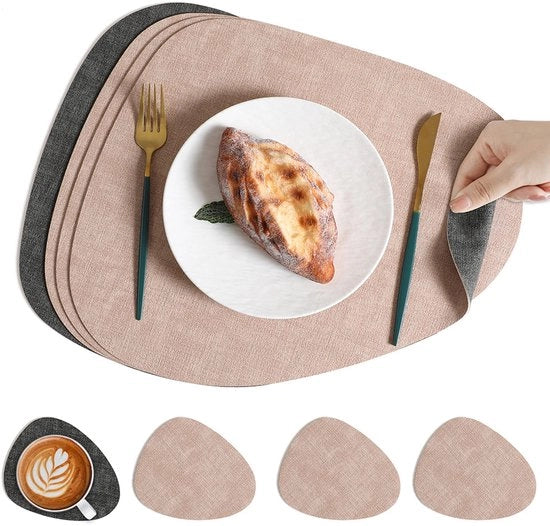 Tavola di servizio e sottotavola, tavola di servizio antiscivolo, lavabile e impermeabile, 42*34cm, Rosa