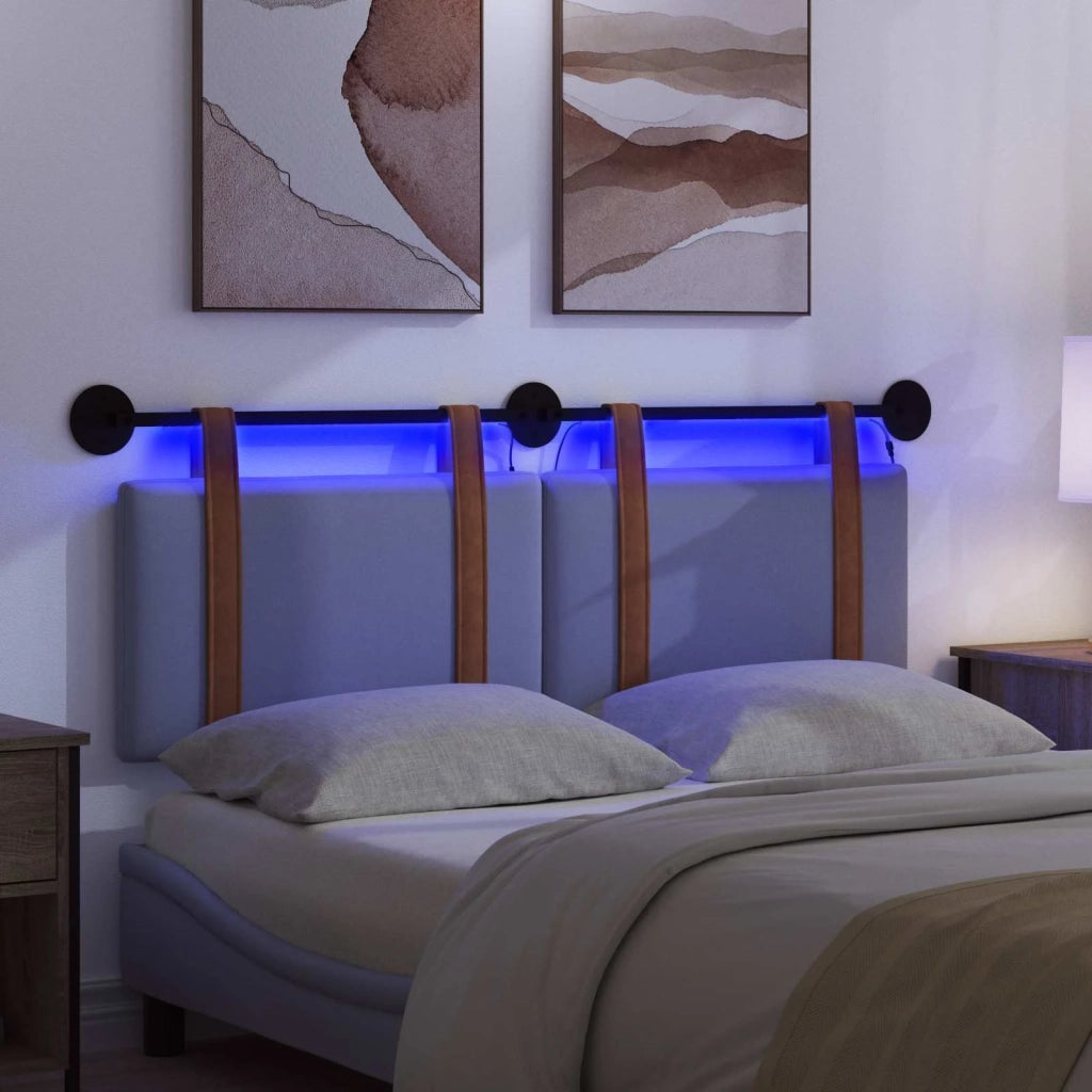 Testiera sospesa Con luce LED Blu jeans PU Antico