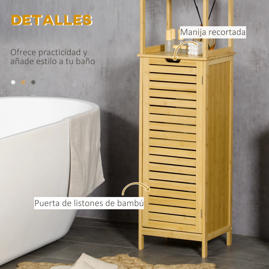 Mobile colonna bagno in bamb¨´ ¨C Xylo ¨C 3 ripiani 1 anta 34x30x173 cm naturale