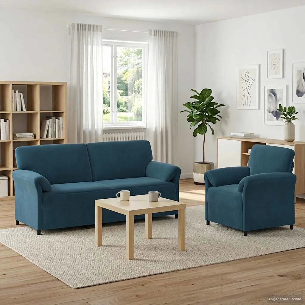 Set di divani 2 pz Blu Velluto 3424922