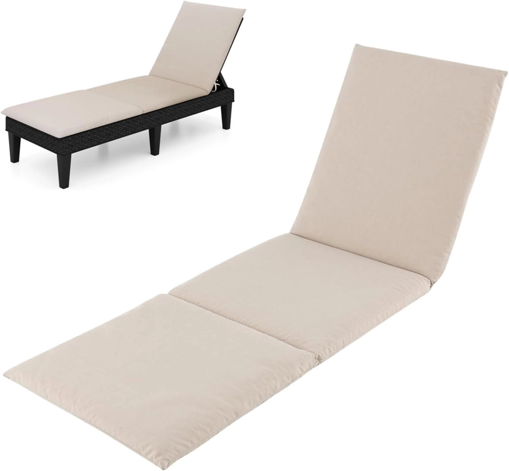 Cuscino per lettino con fissaggio a pressione, cuscino per chaise longue, imbottitura morbida, materasso per lettino, 182 x 59 x 4,5 cm (grigio, set di 2)