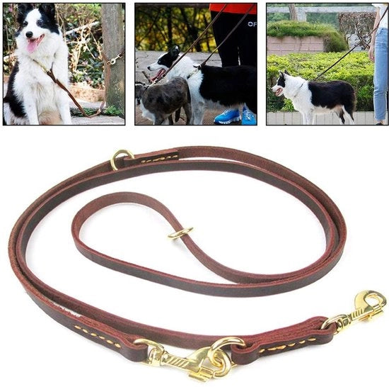 Accessorio per cani in pelle - Adattabile - Cinturino per cani in pelle - Hardware in ottone - Per cani piccoli/medi/grandi - Duraturo e sicuro - Cinturino per cani