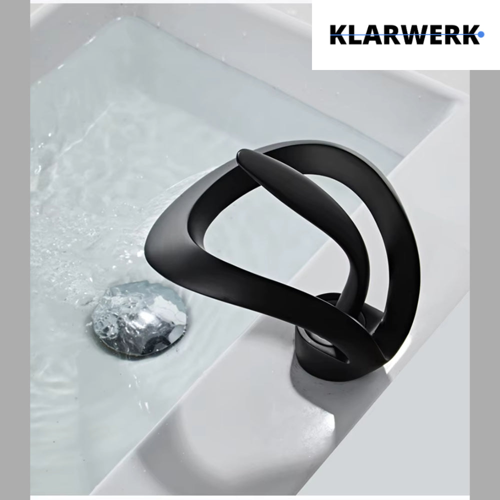 NAVIS | Rubinetto a cascata di design per bagno  nero | Elegante rubinetto in acciaio inossidabile premium per lavelli | Miscelatore  2 attacchi