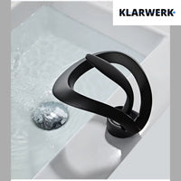 NAVIS | Rubinetto a cascata di design per bagno  nero | Elegante rubinetto in acciaio inossidabile premium per lavelli | Miscelatore  2 attacchi