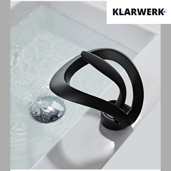 NAVIS | Rubinetto a cascata di design per bagno  nero | Elegante rubinetto in acciaio inossidabile premium per lavelli | Miscelatore  2 attacchi