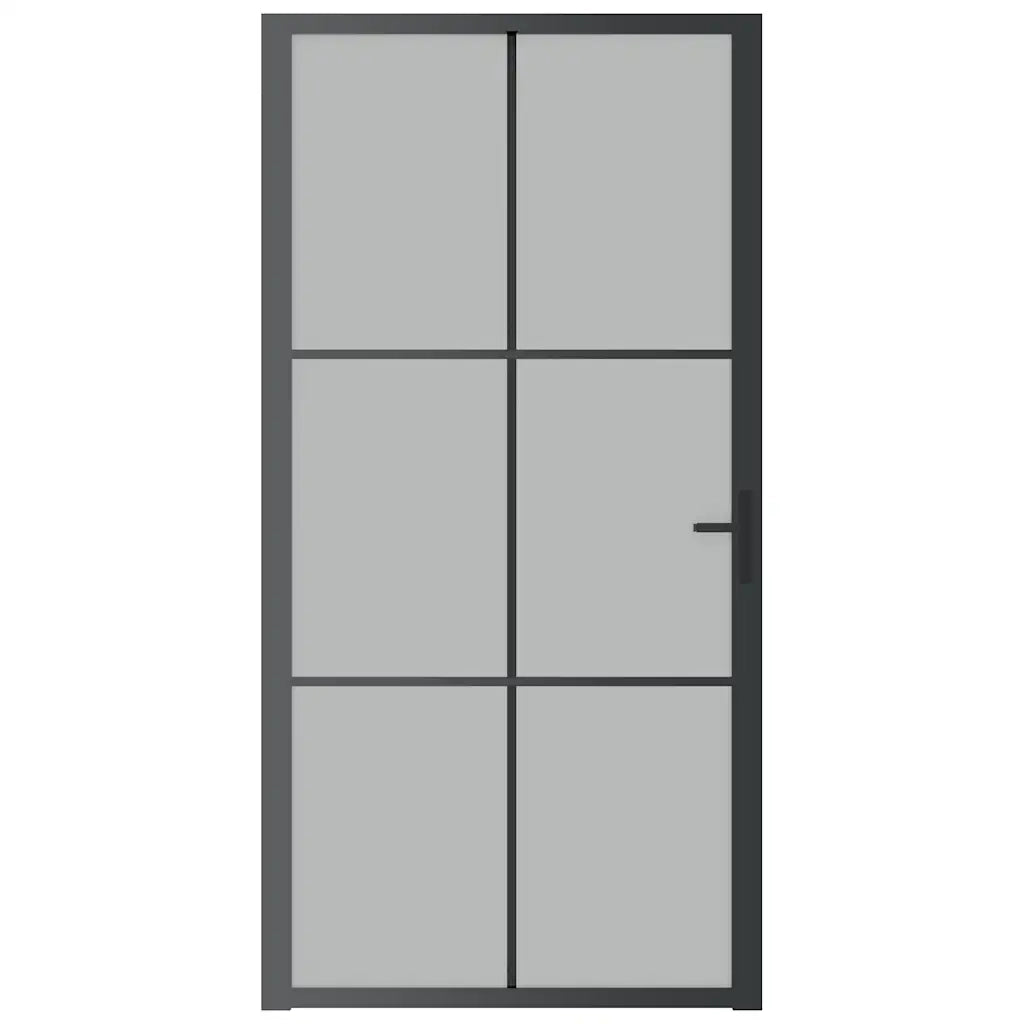 Porta Interna 102,5x201,5 cm Nero Opaco in Vetro e Alluminio 350559
