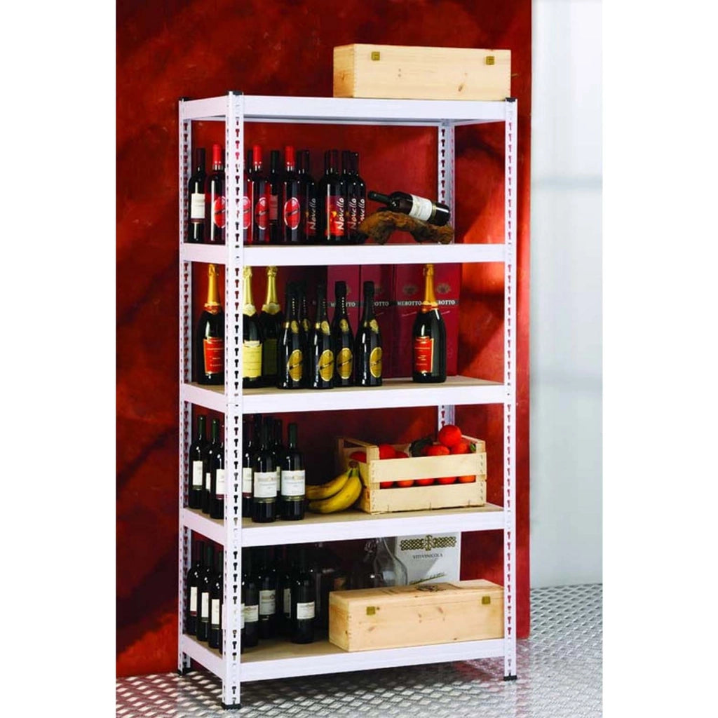 Scaffale metallico ad incastro a 5 ripiani 120x50 H 200 cm colore Zincato mod. Pokerino
