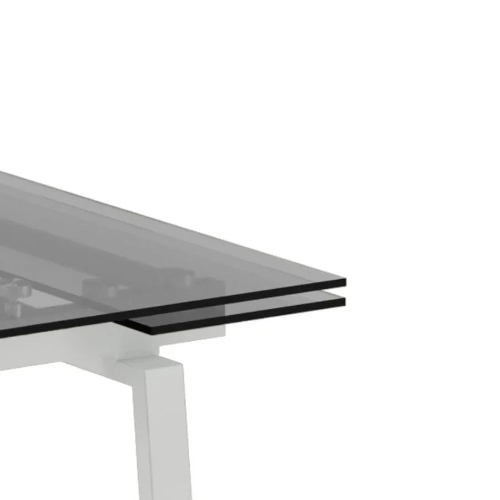 Tavolo da pranzo allungabile in vetro temperato con gambe bianche Jackson 140-200x80 cm fino a 8 posti | Duzzle