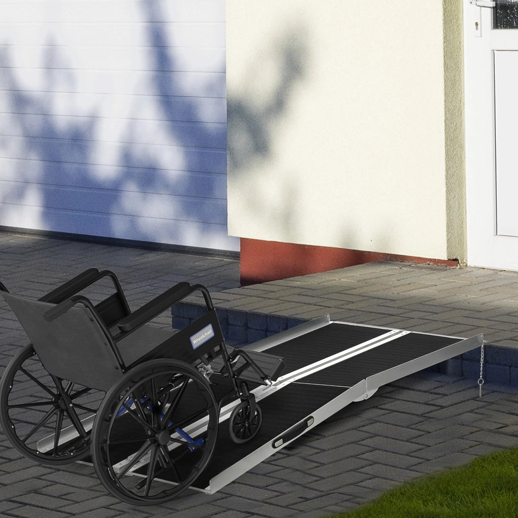 Rampa per Sedia a Rotelle ¨C zephmum ¨C Alluminio Antiscivolo 183x73.5 cm Nero