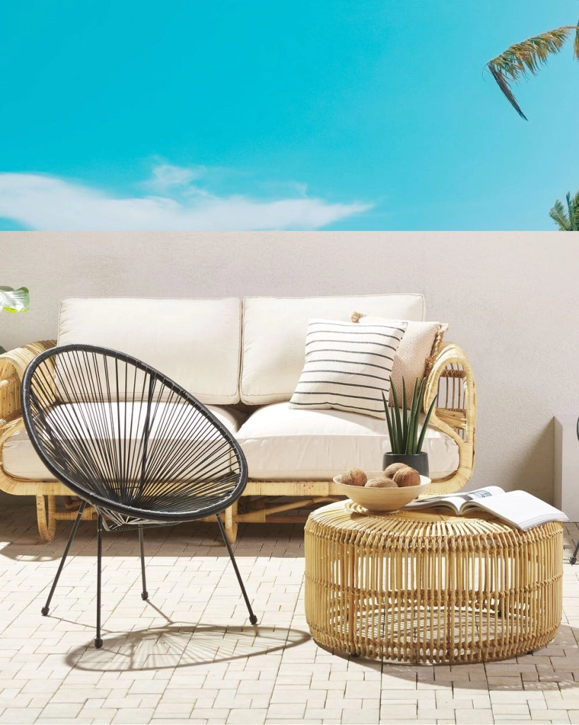 Sedia da Giardino Rattan Sintetico di colore nero Papasan stile Moderno contemporaneo esterno balcone terrazza