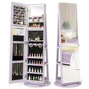 Mobiletto portagioielli 3 in 1 con specchio a figura intera 54,5 x 161 cm con rotazione a 360° e comodo spazio di archiviazione realizzato in MDF viola 20_0010356