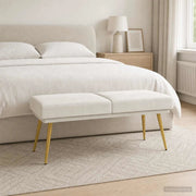 Panchina a doppio strato Crema 120 x 45 x 46 cm Velluto 42038593