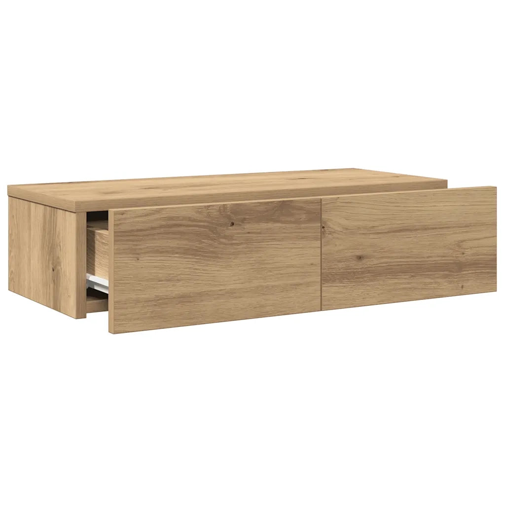 Scaffale a Parete con Cassetti Rovere 60x26,5x15 cm Truciolato 859976