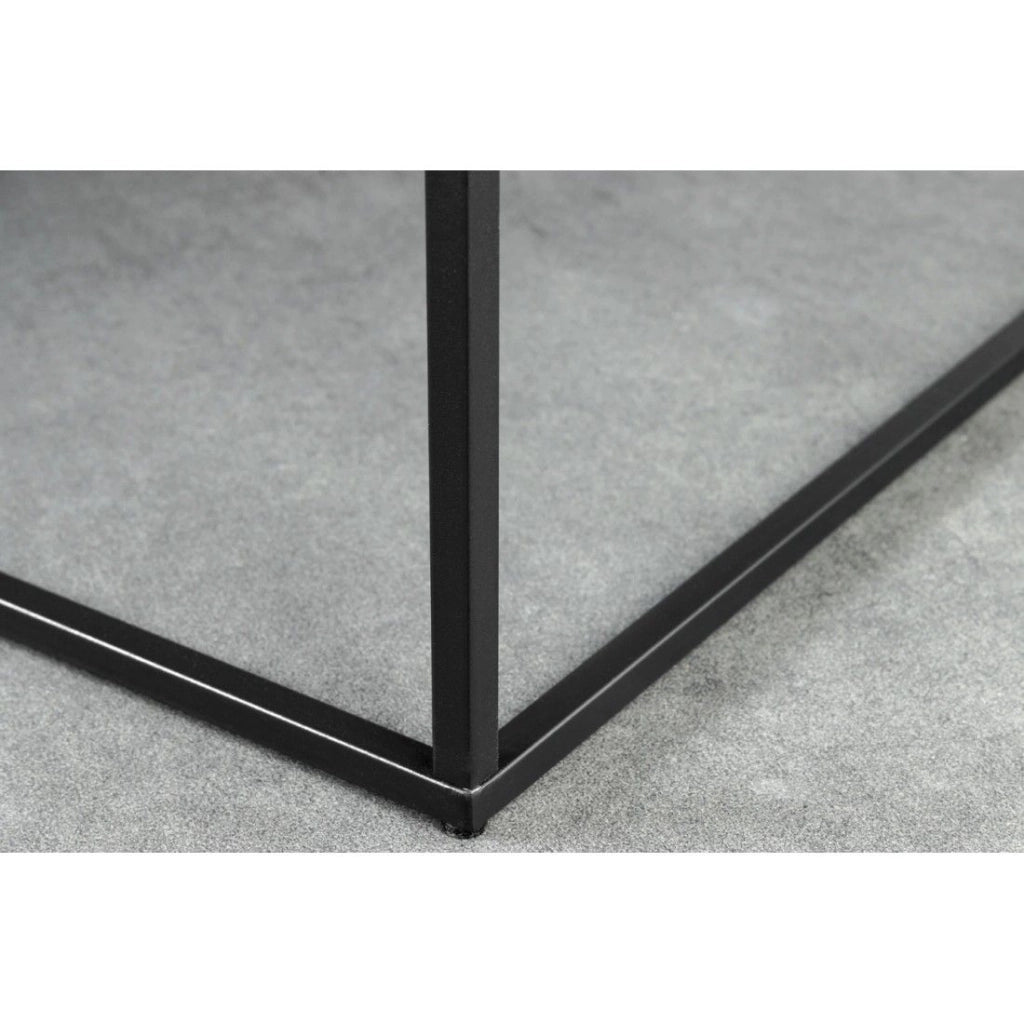 Tavolino basso ABITTA quadrato 60 cm marmo bianco – Moderno con piano effetto marmo e gambe in metallo