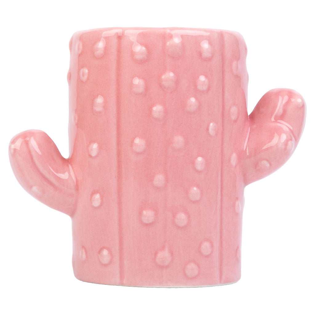 Portapenne cactus in ceramica rosa 13,5x7,8x11h