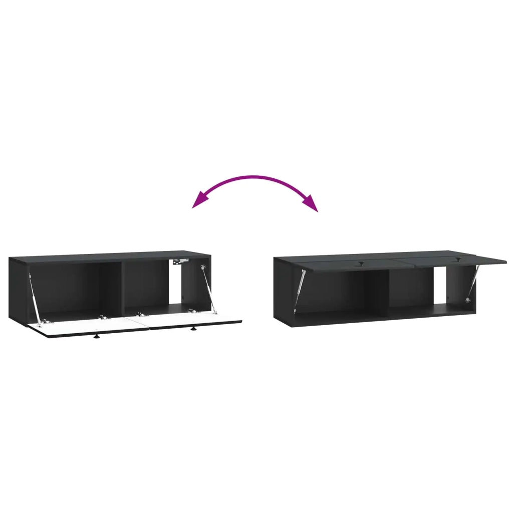 Mobile Porta TV da Muro-Credenza per TV sospesa 98 x 31 x 30 cm Nero