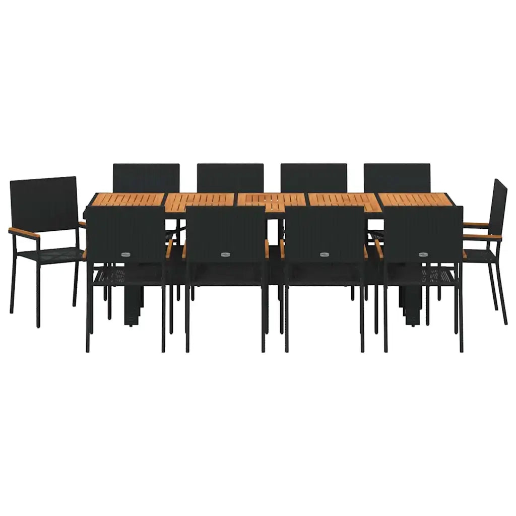 Set da Pranzo per Giardino 11 pcs Nero polyrattan 3365422