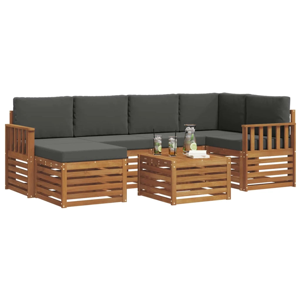 Set divano sezionale con cuscino 7 pcs Naturale e Antracite