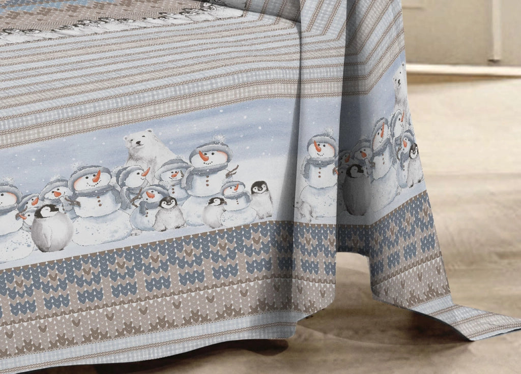 Telo Arredo Multiuso Linea Pensieri Delicati In Cotone Disegno Inverno Polare - Matrimoniale - Beige