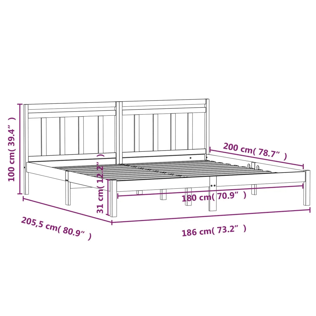 Giroletto 180x200 cm Super King in Legno Massello 3100604