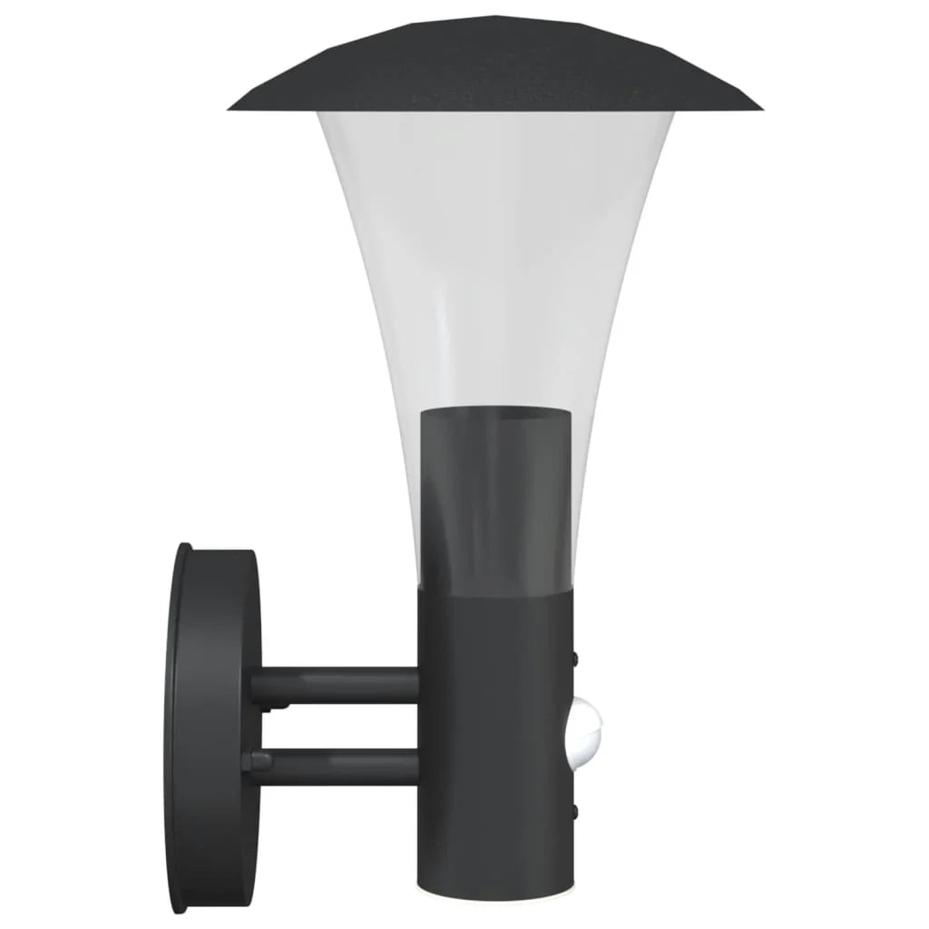 Applique da esterno in acciaio inox 17,5 x 17,5 x 28 cm con sensore di movimento design nero 02_0056561