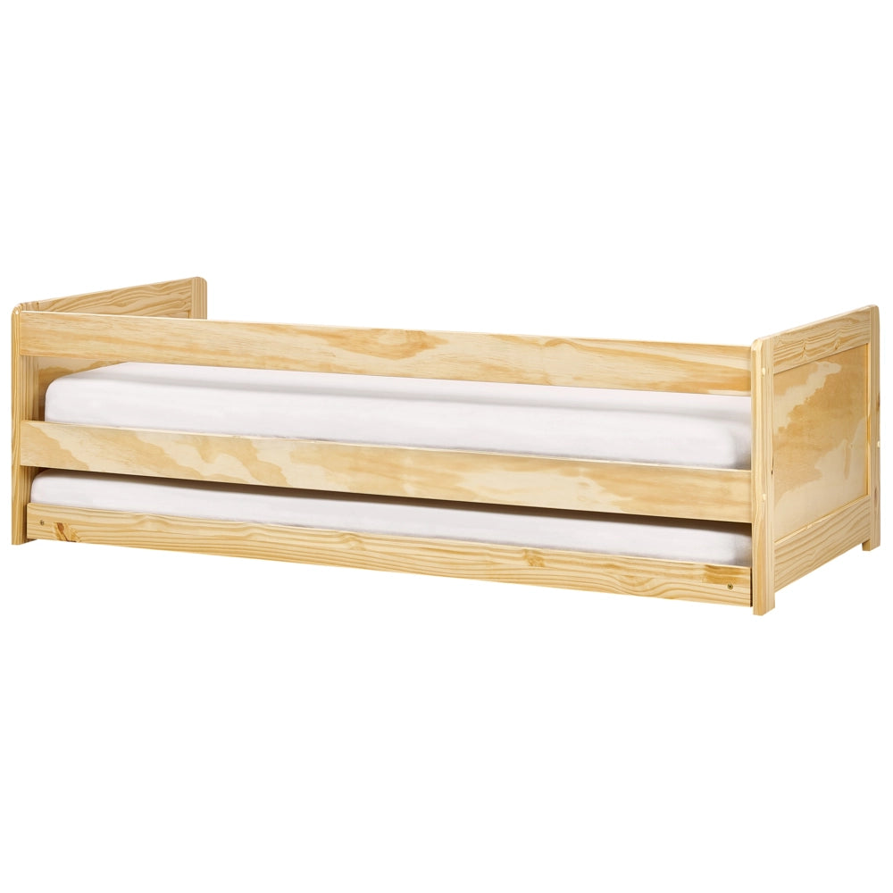 Letto a castello per bambini in legno di pino chiaro struttura di dimensioni singole EU con telaio estraibile extra.