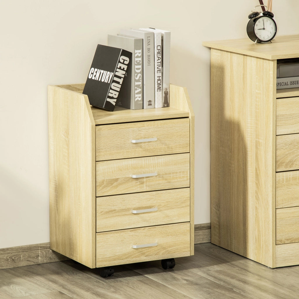 Cassettiera per Ufficio ¨C Zephmum ¨C 4 Cassetti, Legno Naturale, 40x36x65 cm