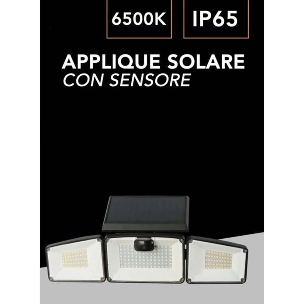 Trade Shop - Applique Solare Con Sensore Lampada Parete Led Da Esterno Ip65 Luce Fredda 6500k Ewf-07t-f -