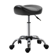 Sgabello con ruote, regolabile in altezza, girevole, in similpelle, nero, 48 x 48 x 54-69 cm, per salone e centro massaggi.