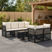 Set Divano da Giardino 6 pz Nero polyrattan 3436420