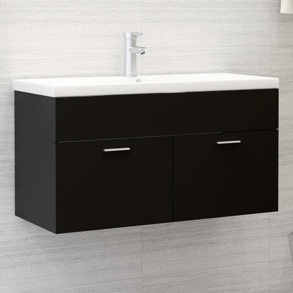 Mobile Sottolavabo Nero 90x38,5x46 cm in Legno Multistrato 804666