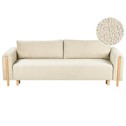 Divano letto in tessuto bianco sporco Rivestito con meccanismo Click-Clack Sleeper con contenitore Stile minimalista con braccioli
