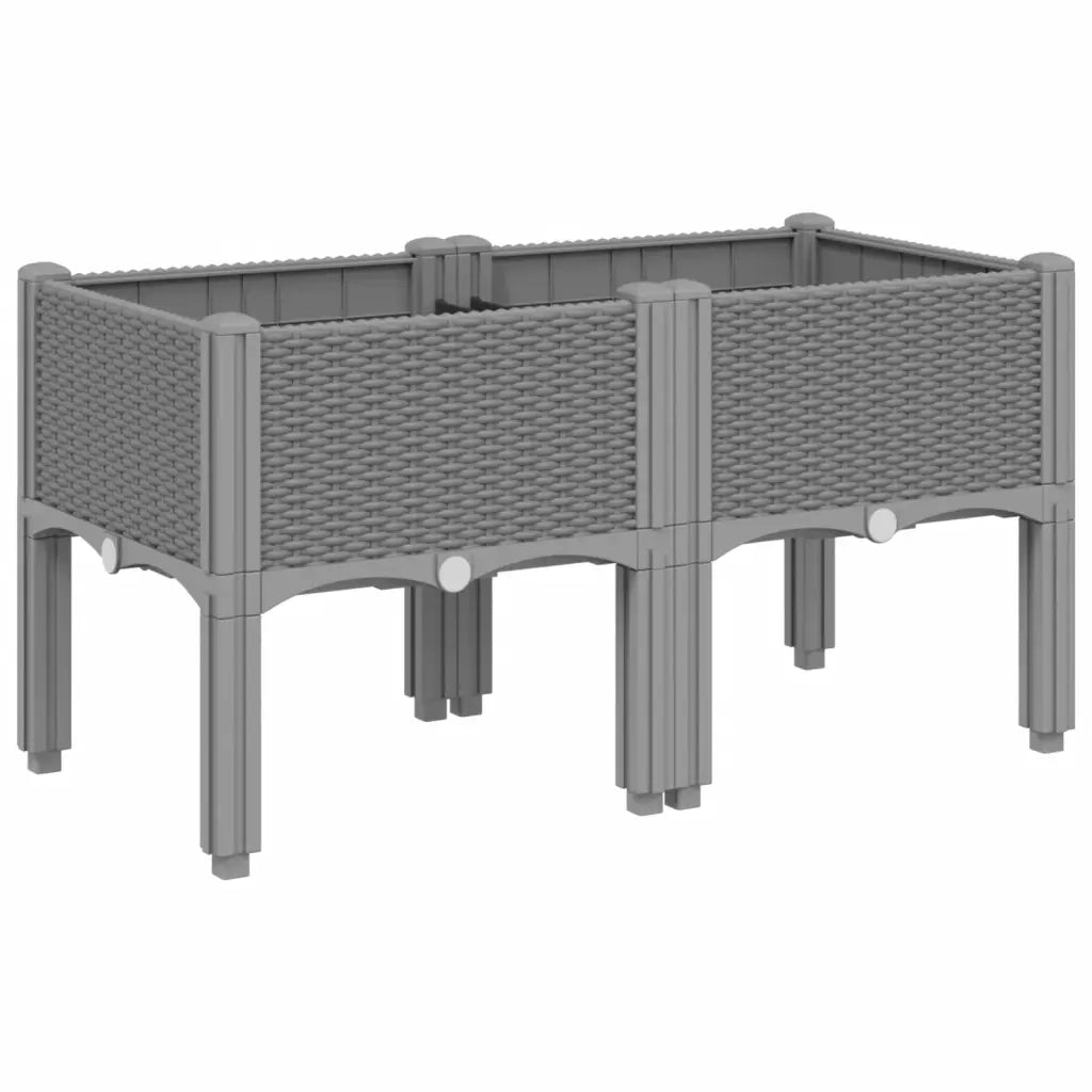 Fioriera da Giardino con Gambe Grigio Chiaro 80x40x42 cm in PPcod mxl 91351