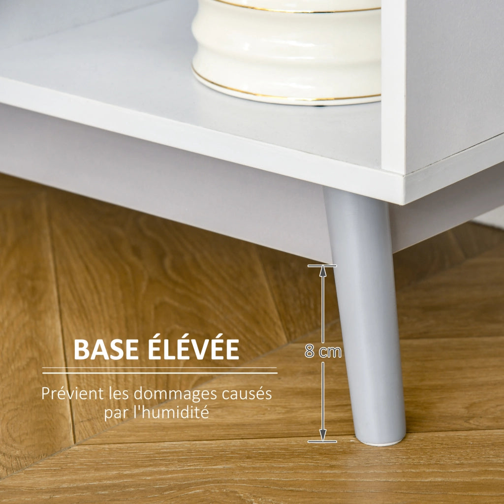 Cassettiera a 3 ante con ripiani aperti ¨C zephmum ¨C 96x30x75 cm bianco grigio