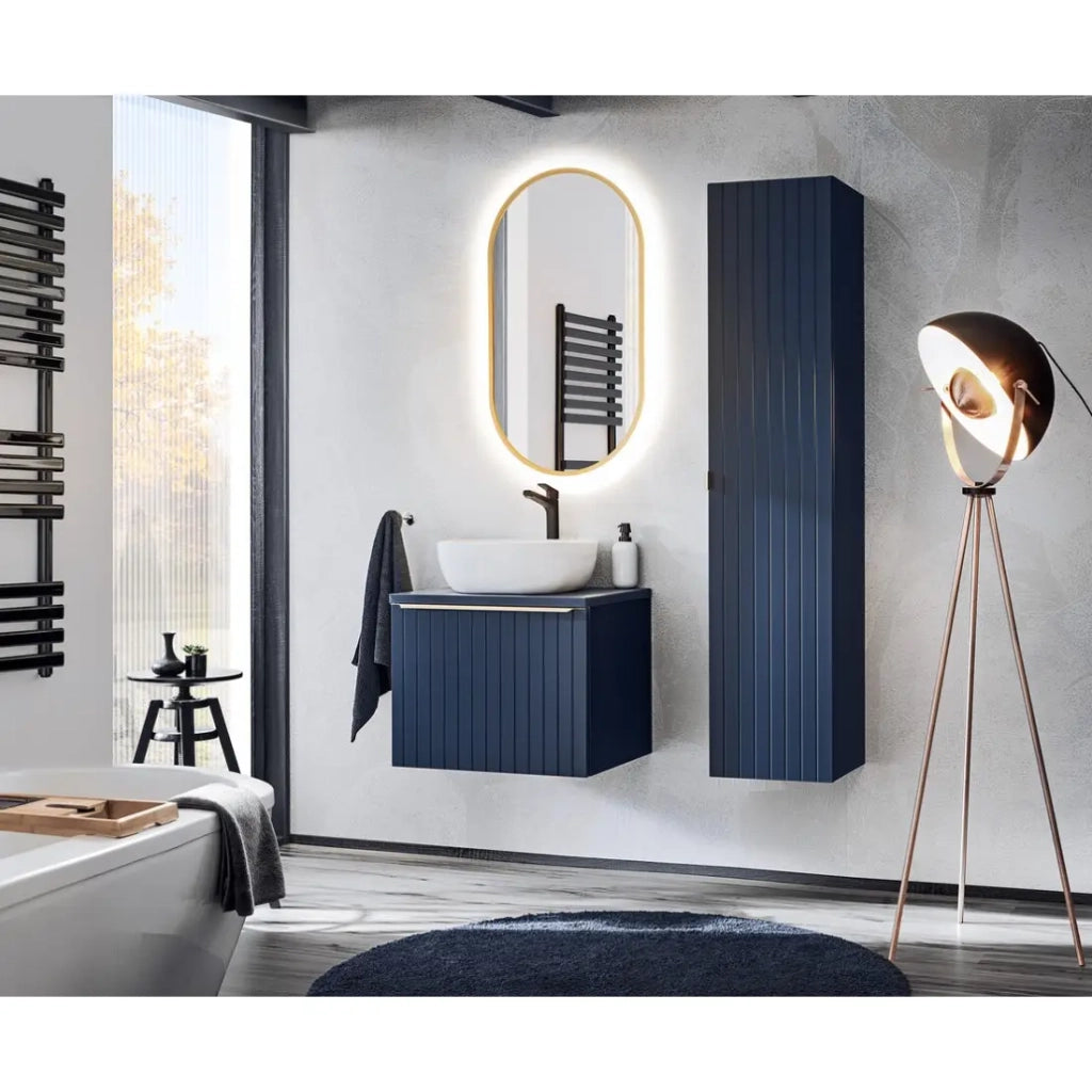 Specchio bagno LED dorato ovale 90x50 cm ultra sottile