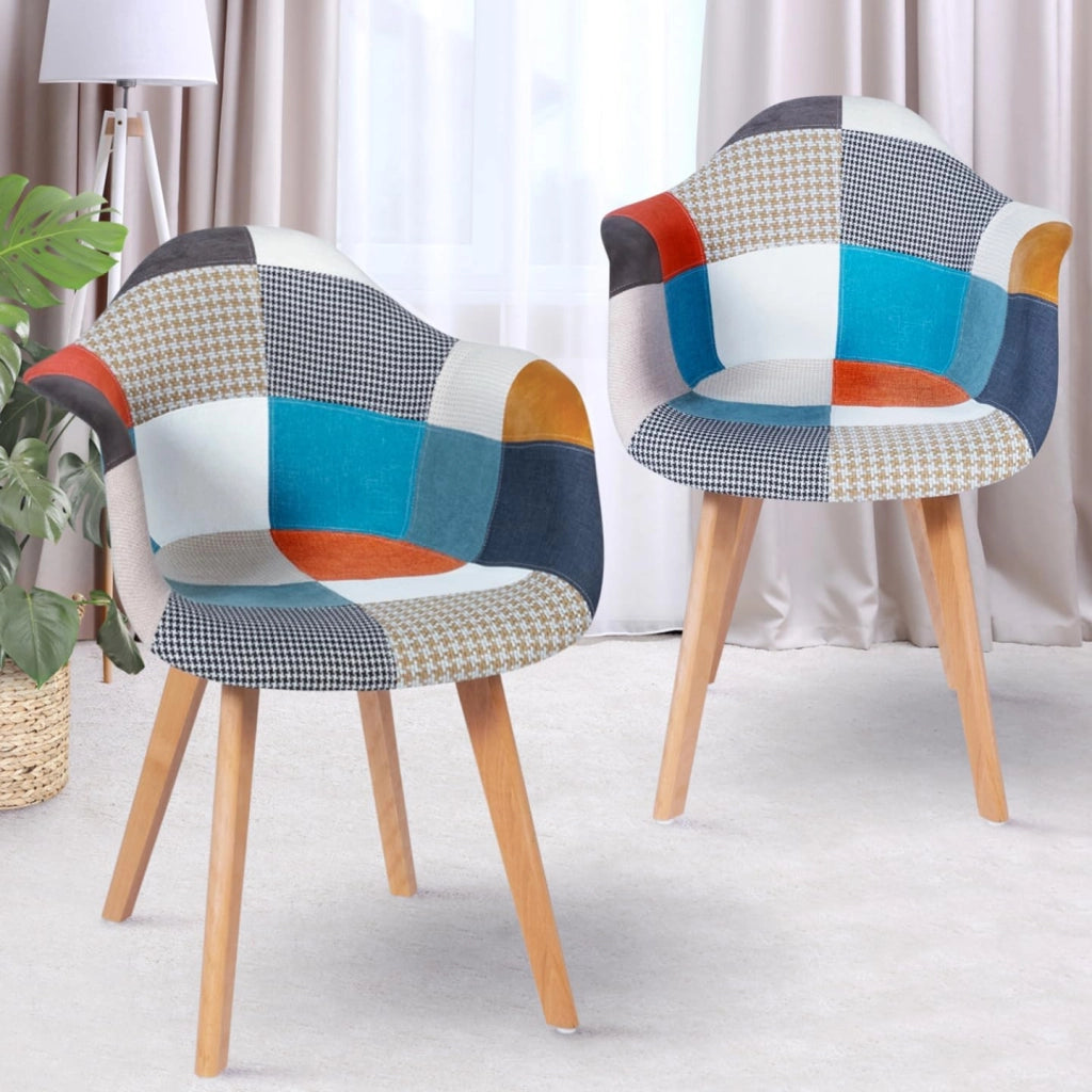 Set di 2 poltrone scandinavo con motivo patchwork multicolore SARA