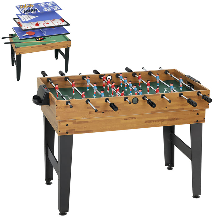Tavolo da Gioco 13 in 1 con Calciobalilla Ping Pong Air Hockey Biliardo Scacchi e Altri Noce